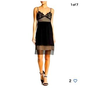 Theory Womens Melaena Black Lace Overlay Silk Lining Cocktail Dress Sz 2
